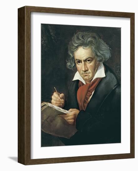 Ludwig Van Beethoven Composing the Missa Solemnis-Joseph Karl Stieler-Framed Art Print