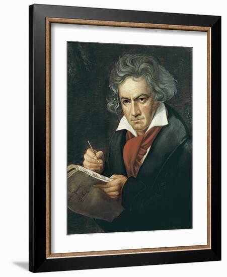 Ludwig Van Beethoven Composing the Missa Solemnis-Joseph Karl Stieler-Framed Art Print