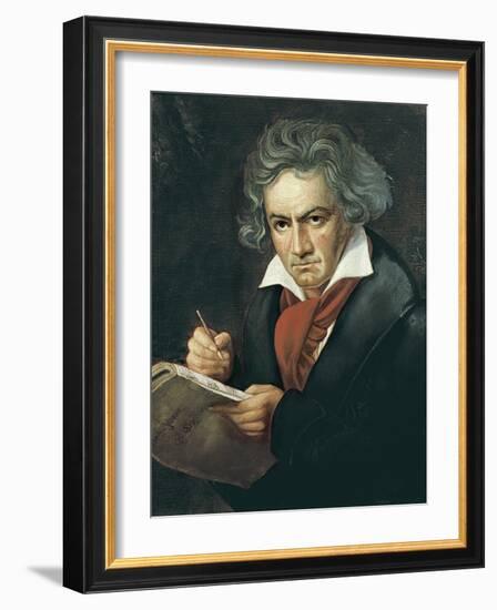 Ludwig Van Beethoven Composing the Missa Solemnis-Joseph Karl Stieler-Framed Art Print