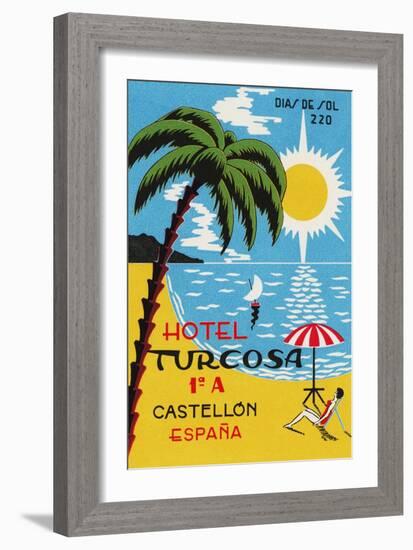 Luggage Label Advertising the Spanish Hotel Turcosa, Printed C.1962-null-Framed Giclee Print