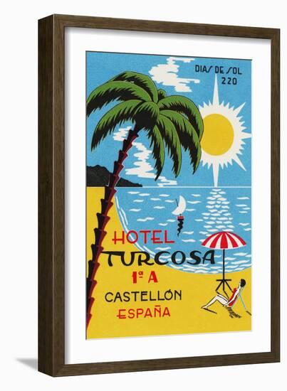 Luggage Label Advertising the Spanish Hotel Turcosa, Printed C.1962-null-Framed Giclee Print