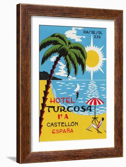 Luggage Label Advertising the Spanish Hotel Turcosa, Printed C.1962-null-Framed Giclee Print