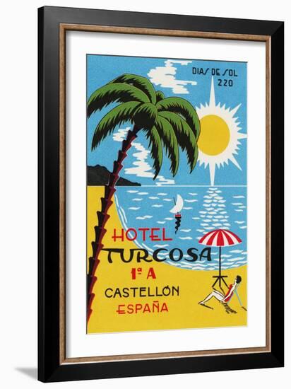 Luggage Label Advertising the Spanish Hotel Turcosa, Printed C.1962-null-Framed Giclee Print