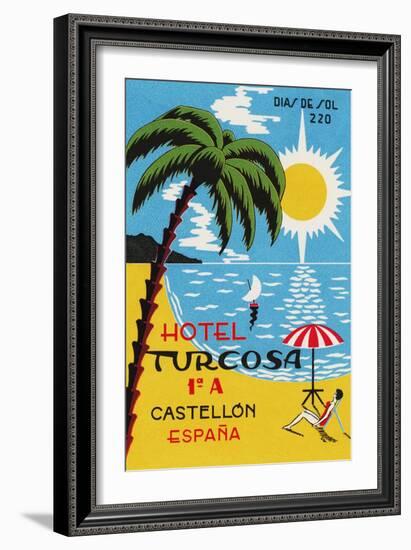 Luggage Label Advertising the Spanish Hotel Turcosa, Printed C.1962-null-Framed Giclee Print