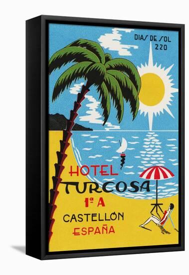 Luggage Label Advertising the Spanish Hotel Turcosa, Printed C.1962-null-Framed Premier Image Canvas