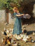 Feeding the Chickens-Luigi Rossi-Mounted Giclee Print
