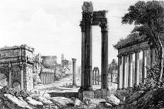 Etching of Temple of Hercules with Tourists and Gardens-Luigi Rossini-Premier Image Canvas