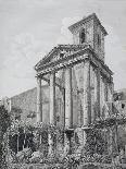 Etching of Temple of Hercules with Tourists and Gardens-Luigi Rossini-Laminated Giclee Print