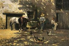 Horses at Water Trough, 1900-Luigi Serena-Giclee Print