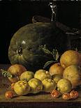 Still Life with Plums, Figs, Bread and Fish-Luis Egidio Meléndez-Giclee Print