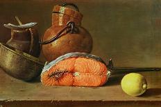 Still Life of Oranges, Watermelon, a Pot and Boxes of Cake-Luis Egidio Melendez-Giclee Print