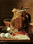 Still Life with Ham, Eggs, Bread, Frying Pan and Pitcher-Luis Egidio Melendez-Giclee Print