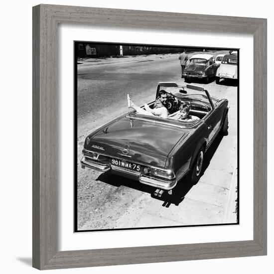 Luis Mariano and Annie Cordy Drinving a Cabriolet-Marcel Begoin-Framed Photographic Print