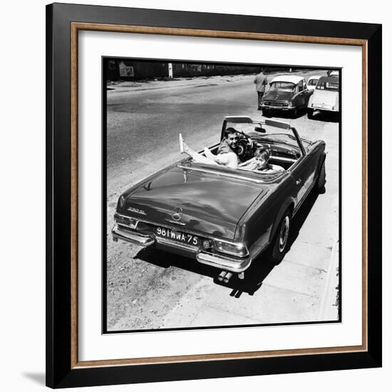 Luis Mariano and Annie Cordy Drinving a Cabriolet-Marcel Begoin-Framed Photographic Print