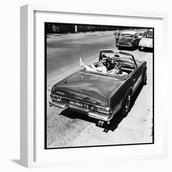 Luis Mariano and Annie Cordy Drinving a Cabriolet-Marcel Begoin-Framed Photographic Print