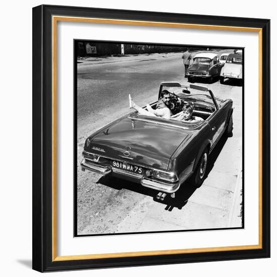 Luis Mariano and Annie Cordy Drinving a Cabriolet-Marcel Begoin-Framed Photographic Print