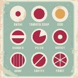 Retro Set Of Food Pictogram, Icons And Symbols-Lukeruk-Art Print