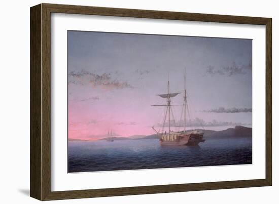 Lumber Schooners at Evening on Penobscot Bay, 1863 (Oil on Canvas)-Fitz Henry Lane-Framed Giclee Print