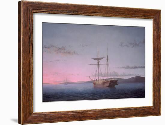 Lumber Schooners at Evening on Penobscot Bay, 1863 (Oil on Canvas)-Fitz Henry Lane-Framed Giclee Print