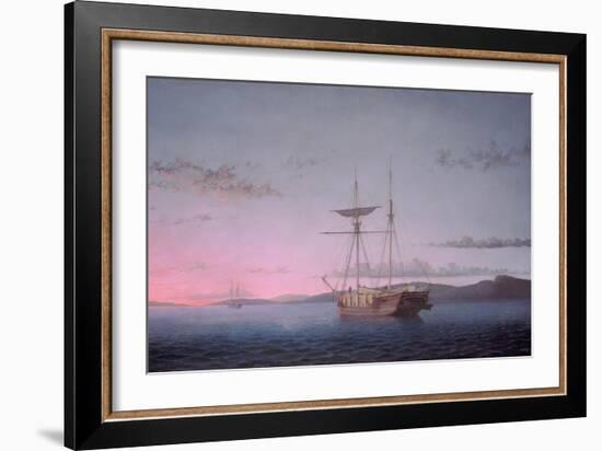 Lumber Schooners at Evening on Penobscot Bay, 1863 (Oil on Canvas)-Fitz Henry Lane-Framed Giclee Print