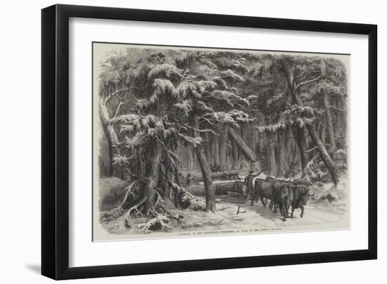 Lumbering in New Brunswick, Lumbermen at Work in the Forest-null-Framed Giclee Print