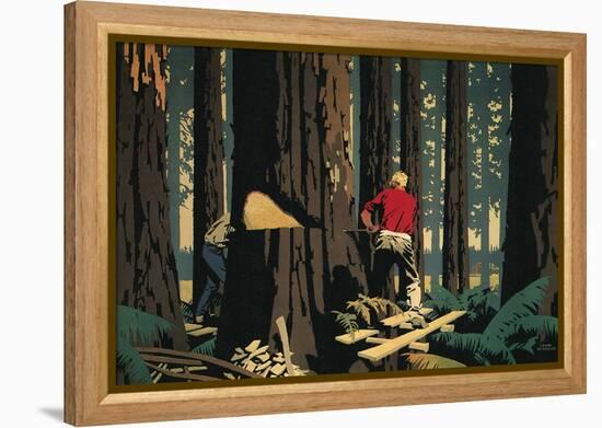 Lumberjacks, 1930-null-Framed Premier Image Canvas