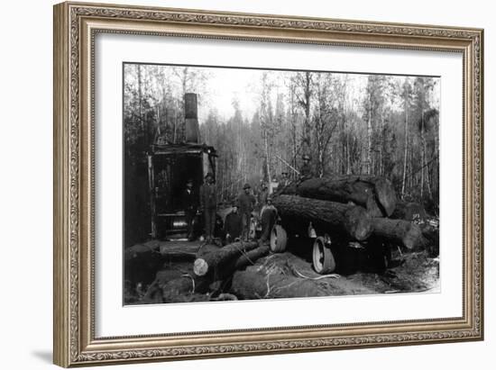 Lumberjacks and Logging Trucks in Cascades Photograph - Cascades, WA-Lantern Press-Framed Art Print