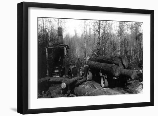 Lumberjacks and Logging Trucks in Cascades Photograph - Cascades, WA-Lantern Press-Framed Art Print