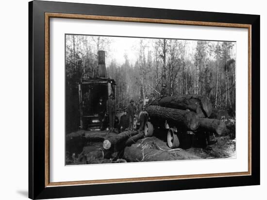 Lumberjacks and Logging Trucks in Cascades Photograph - Cascades, WA-Lantern Press-Framed Art Print