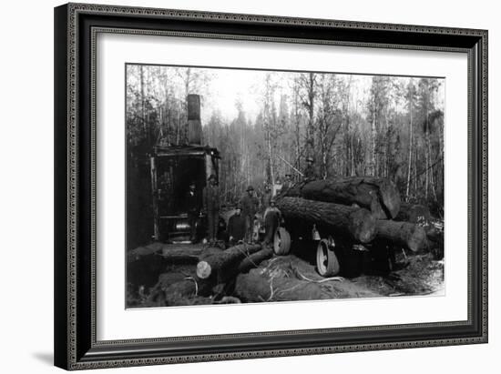 Lumberjacks and Logging Trucks in Cascades Photograph - Cascades, WA-Lantern Press-Framed Art Print