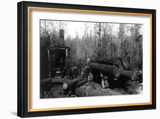 Lumberjacks and Logging Trucks in Cascades Photograph - Cascades, WA-Lantern Press-Framed Art Print