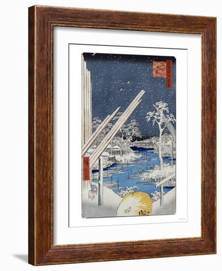 Lumberyards at Fukagawa, from the Series 'One Hundred Views of Famous Places in Edo'-Ioki Bunsai-Framed Giclee Print