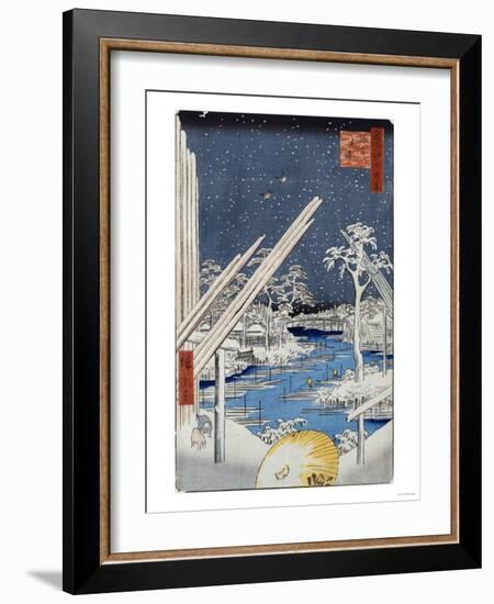 Lumberyards at Fukagawa, from the Series 'One Hundred Views of Famous Places in Edo'-Ioki Bunsai-Framed Giclee Print