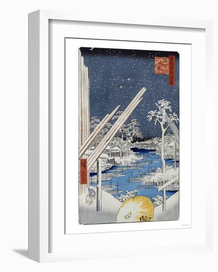 Lumberyards at Fukagawa, from the Series 'One Hundred Views of Famous Places in Edo'-Ioki Bunsai-Framed Giclee Print