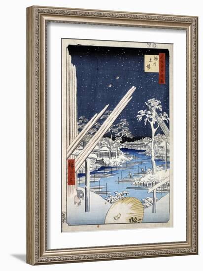 Lumberyards at Fukagawa (One Hundred Famous Views of Ed), 1856-1858-Utagawa Hiroshige-Framed Giclee Print