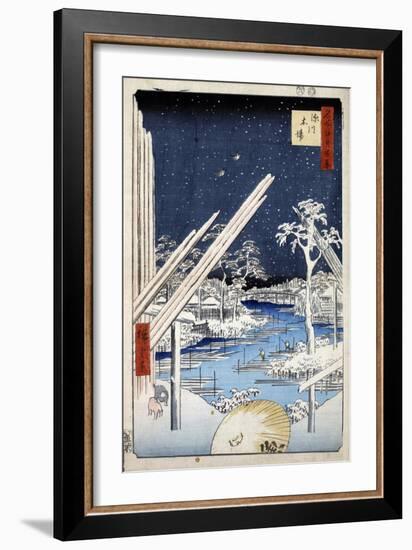 Lumberyards at Fukagawa (One Hundred Famous Views of Ed), 1856-1858-Utagawa Hiroshige-Framed Giclee Print