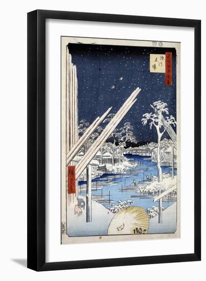 Lumberyards at Fukagawa (One Hundred Famous Views of Ed), 1856-1858-Utagawa Hiroshige-Framed Giclee Print