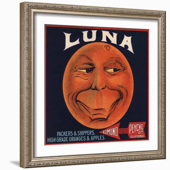 Luna Brand - Los Angeles, California - Citrus Crate Label-Lantern Press-Framed Art Print