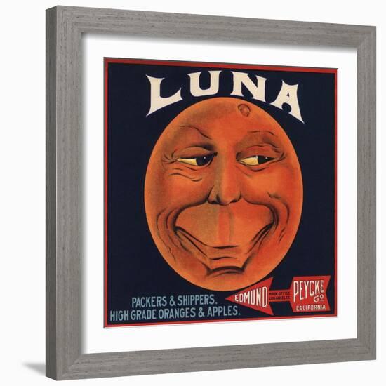 Luna Brand - Los Angeles, California - Citrus Crate Label-Lantern Press-Framed Art Print