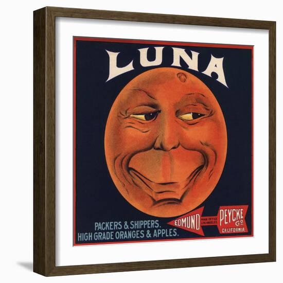 Luna Brand - Los Angeles, California - Citrus Crate Label-Lantern Press-Framed Art Print