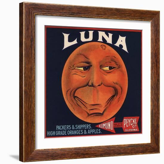 Luna Brand - Los Angeles, California - Citrus Crate Label-Lantern Press-Framed Art Print