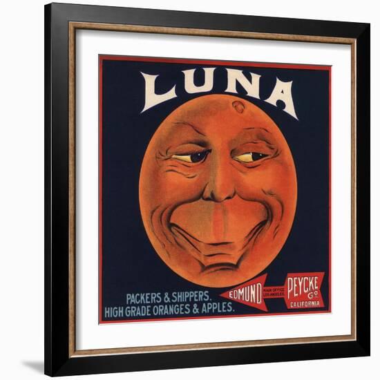 Luna Brand - Los Angeles, California - Citrus Crate Label-Lantern Press-Framed Art Print