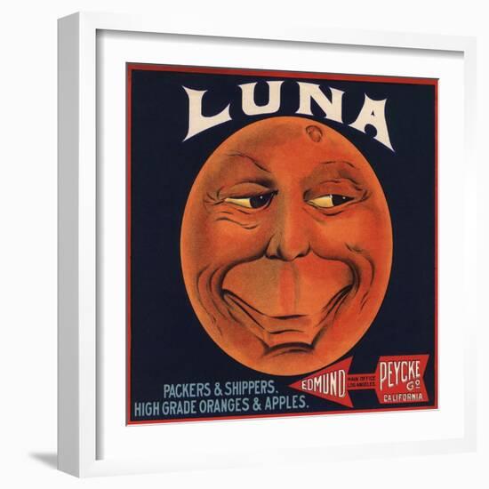 Luna Brand - Los Angeles, California - Citrus Crate Label-Lantern Press-Framed Art Print