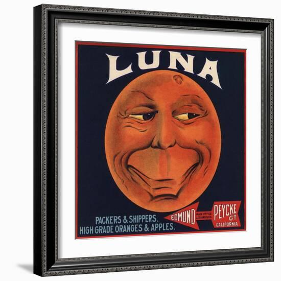 Luna Brand - Los Angeles, California - Citrus Crate Label-Lantern Press-Framed Art Print