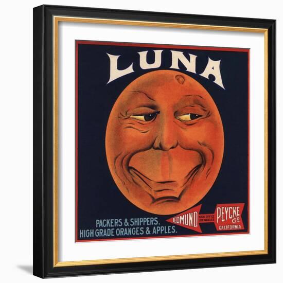 Luna Brand - Los Angeles, California - Citrus Crate Label-Lantern Press-Framed Art Print