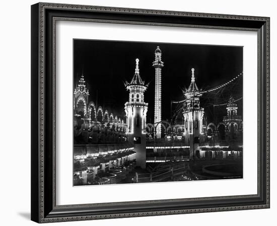 Luna Park, Coney Island, at Night, Lit by Many Lights-Wallace G^ Levison-Framed Photographic Print