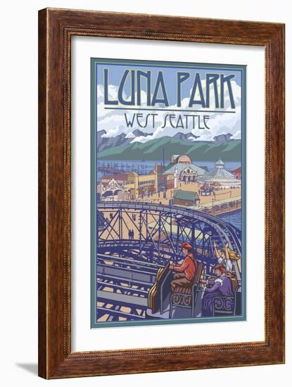 Luna Park Scene, Seattle, Washington-Lantern Press-Framed Art Print