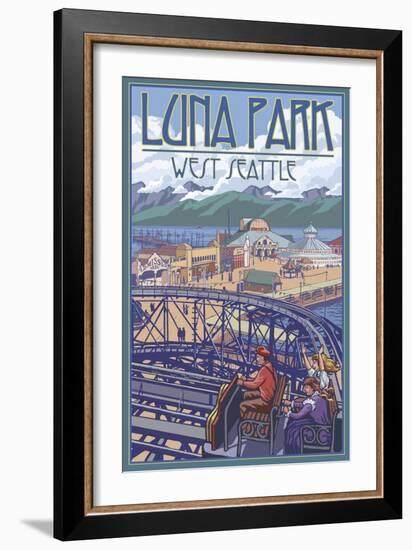 Luna Park Scene, Seattle, Washington-Lantern Press-Framed Art Print