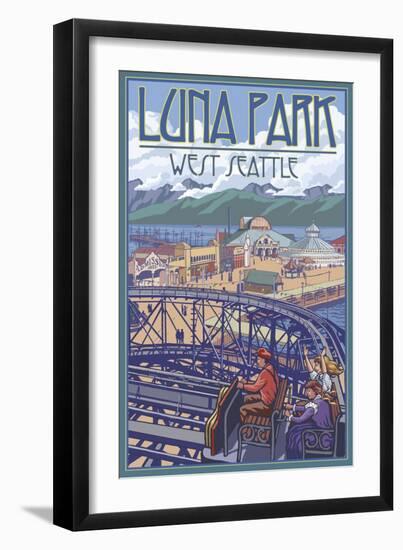 Luna Park Scene, Seattle, Washington-Lantern Press-Framed Art Print