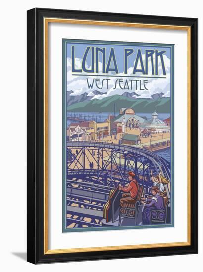 Luna Park Scene, Seattle, Washington-Lantern Press-Framed Art Print